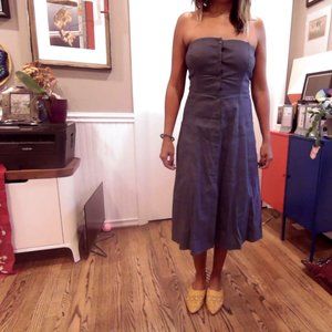 Theory Strap(less) Indigo button down dress